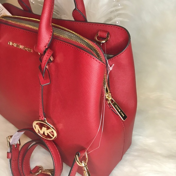 🌺 NEW MICHAEL KORS SCARLET SAVANNAH SATCHEL - Picture 2 of 8